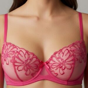 PRETTY POLLY red balconette underwire lace unpadded bra 32A style LPAYH1 NWT